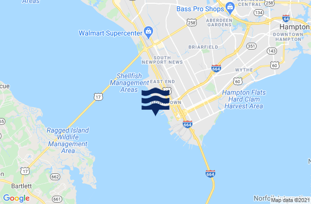 Mapa da tábua de marés em 0.15nm WSW of Pier No.2, United States