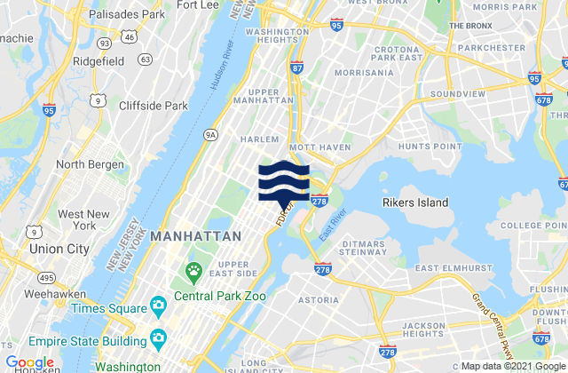 Mapa da tábua de marés em 120th Street, United States