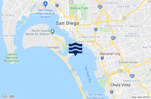 Mapa da tábua de marés em 28th St. Pier (San Diego) 0.92 nmi. SW, United States