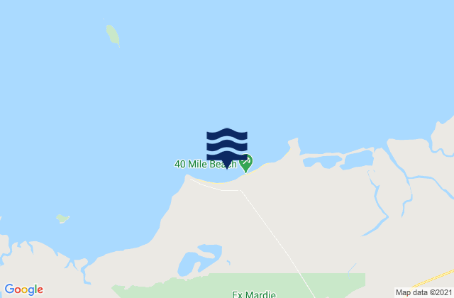 Mapa da tábua de marés em 40 Mile Beach, Australia