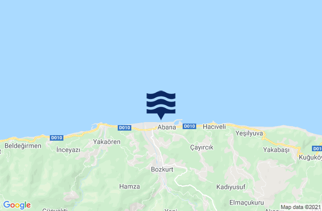 Mapa da tábua de marés em Abana, Turkey
