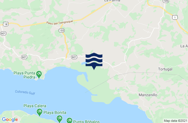 Mapa da tábua de marés em Abangares, Costa Rica