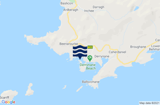 Mapa da tábua de marés em Abbey Island, Ireland