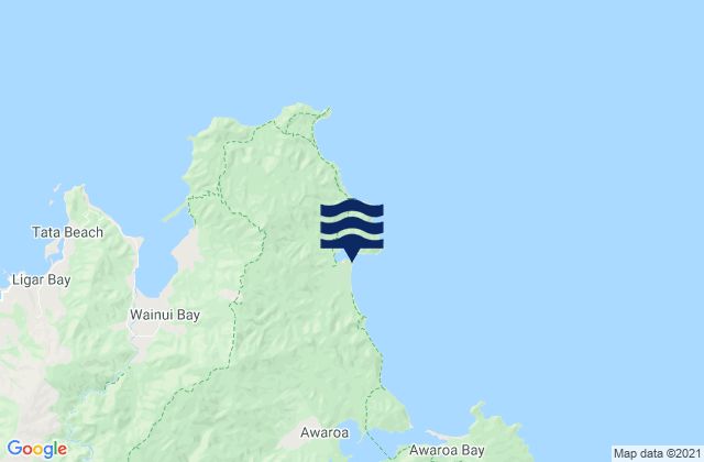Mapa da tábua de marés em Abel Tasman National Park, New Zealand