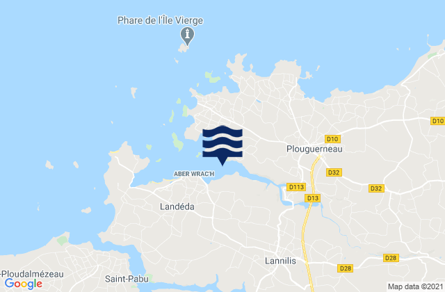Mapa da tábua de marés em Aber Vrac'h, France