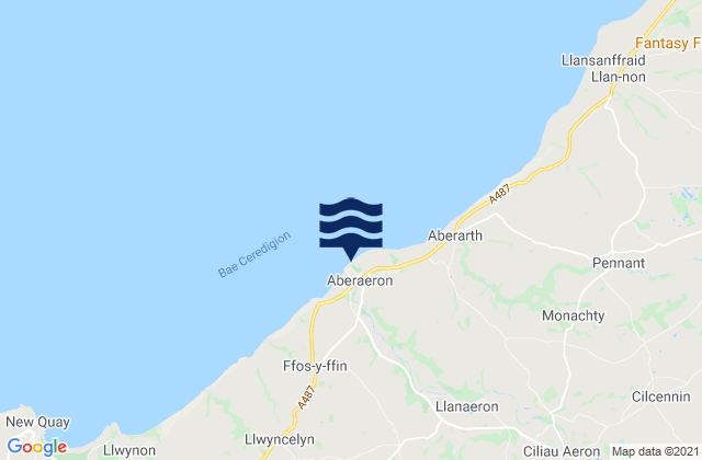 Mapa da tábua de marés em Aberaeron, United Kingdom