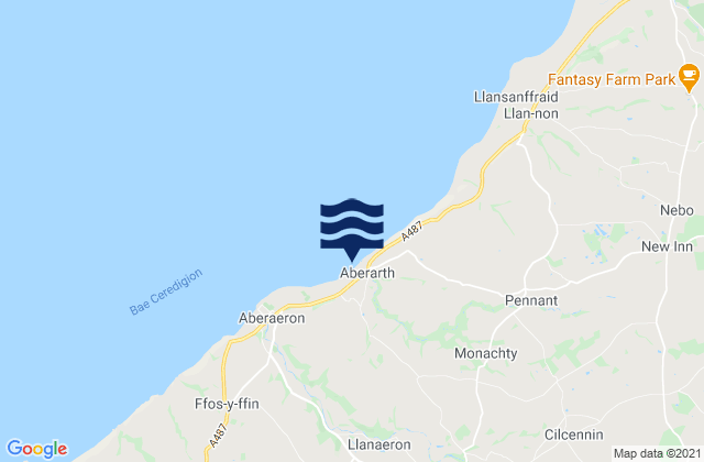 Mapa da tábua de marés em Aberarth Beach, United Kingdom