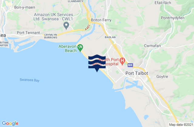 Mapa da tábua de marés em Aberavon Beach, United Kingdom