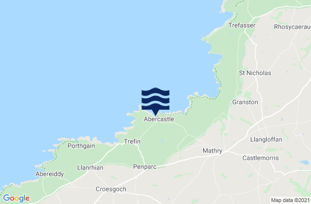 Mapa da tábua de marés em Abercastle Beach, United Kingdom