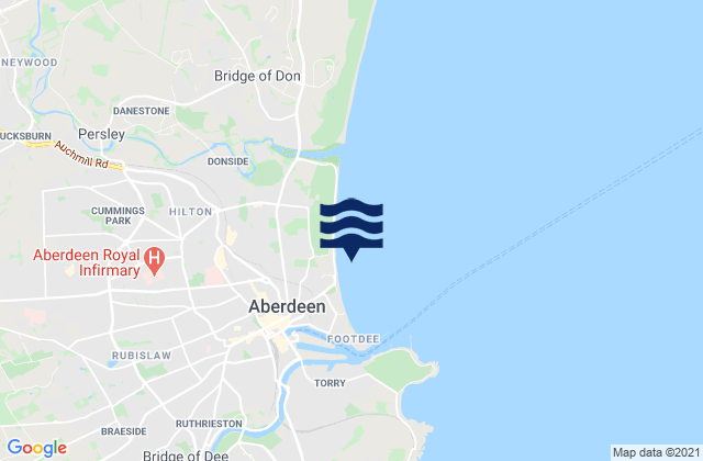 Mapa da tábua de marés em Aberdeen Beach, United Kingdom