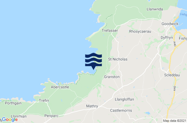 Mapa da tábua de marés em Abermawr Bay Beach, United Kingdom