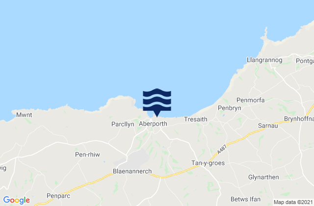 Mapa da tábua de marés em Aberporth, United Kingdom