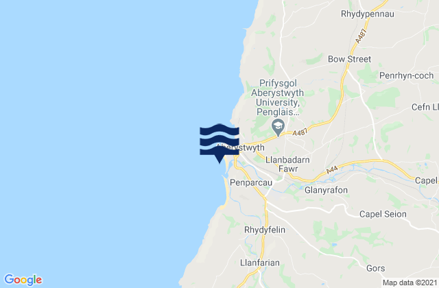 Mapa da tábua de marés em Aberystwyth - South Beach, United Kingdom