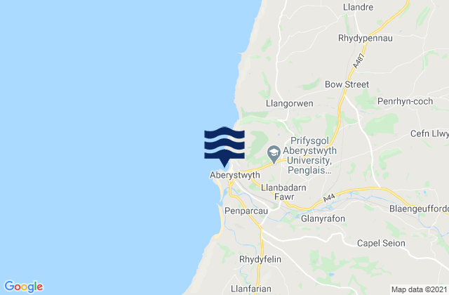 Mapa da tábua de marés em Aberystwyth, United Kingdom