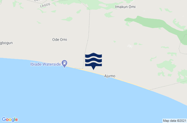 Mapa da tábua de marés em Abigi, Nigeria