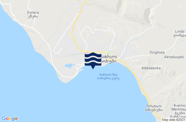 Mapa da tábua de marés em Abkhazia, Georgia
