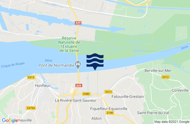 Mapa da tábua de marés em Ablon, France