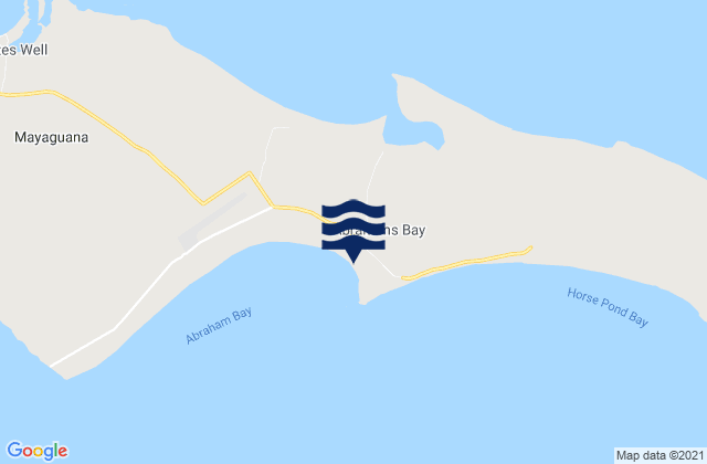 Mapa da tábua de marés em Abraham’s Bay, Bahamas