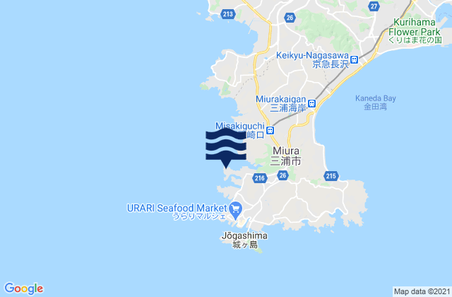 Mapa da tábua de marés em Aburatubo, Japan