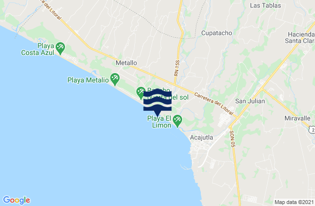 Mapa da tábua de marés em Acajutla, El Salvador