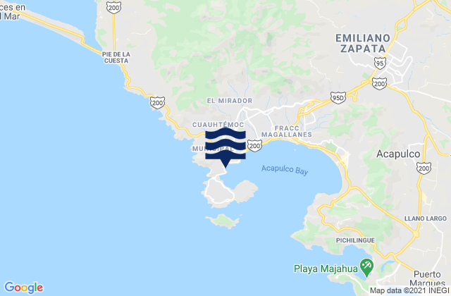 Mapa da tábua de marés em Acapulco de Juárez, Mexico