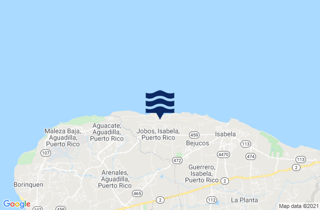 Mapa da tábua de marés em Aceitunas, Puerto Rico