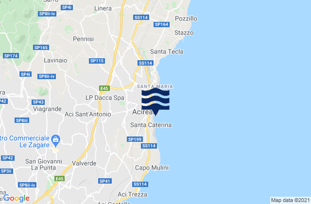 Mapa da tábua de marés em Aci Sant'Antonio, Italy
