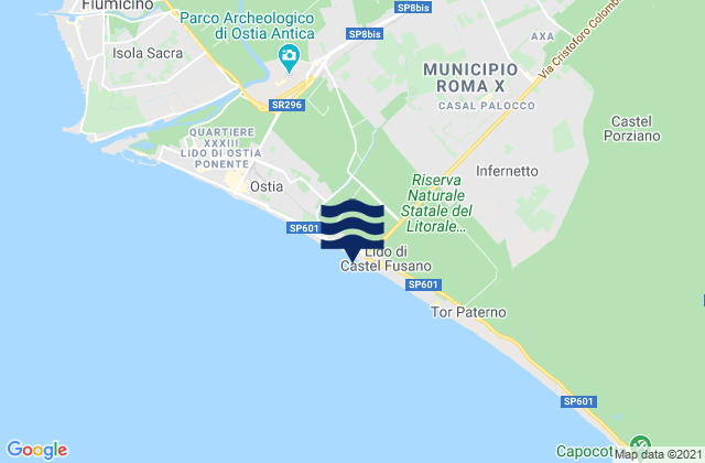 Mapa da tábua de marés em Acilia-Castel Fusano-Ostia Antica, Italy