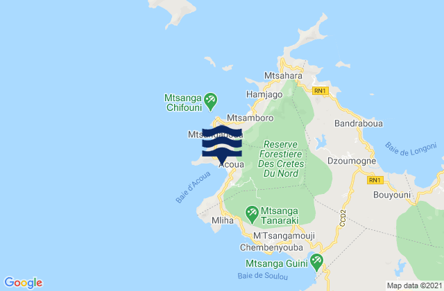 Mapa da tábua de marés em Acoua, Mayotte