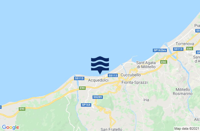 Mapa da tábua de marés em Acquedolci, Italy
