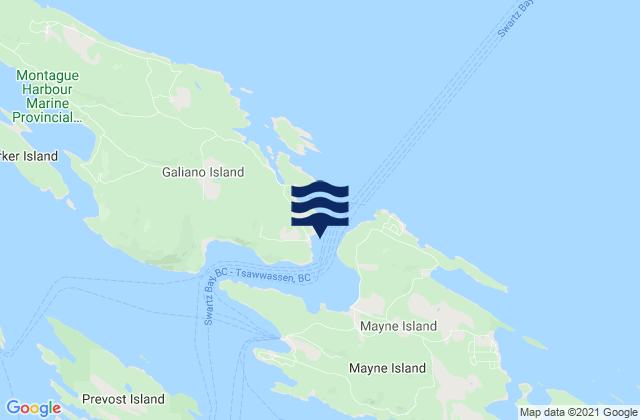 Mapa da tábua de marés em Active Pass Galiano Island, United States