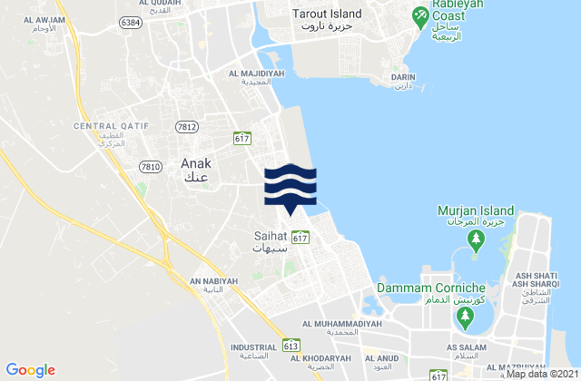 Mapa da tábua de marés em Ad Dammām, Saudi Arabia