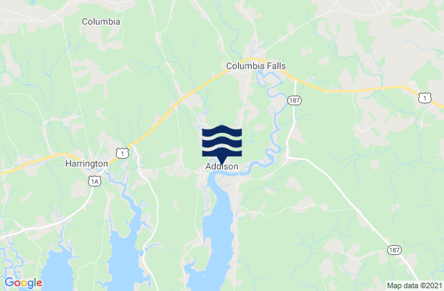 Mapa da tábua de marés em Addison, United States