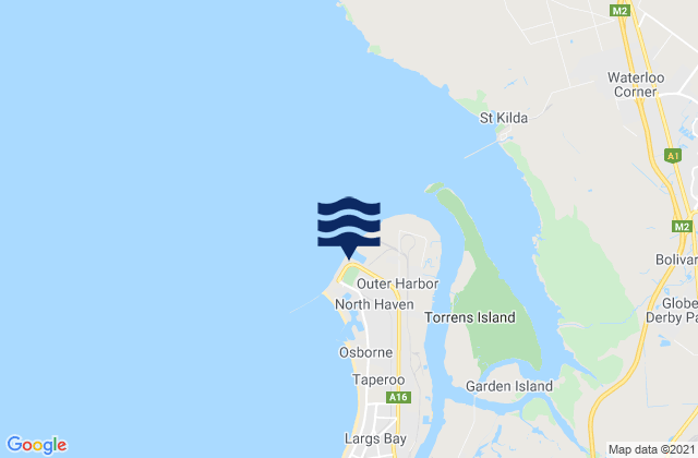 Mapa da tábua de marés em Adelaide (Outer Harbour), Australia