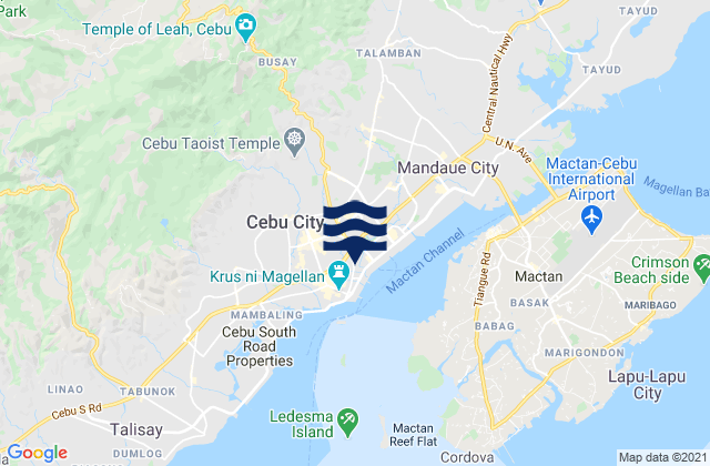 Mapa da tábua de marés em Adlaon, Philippines