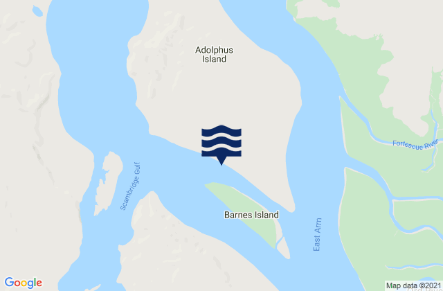 Mapa da tábua de marés em Adolphus Island, Australia