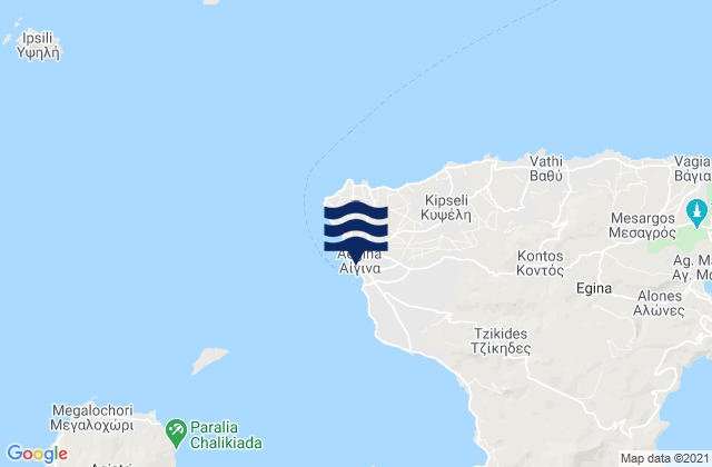 Mapa da tábua de marés em Aegina, Greece