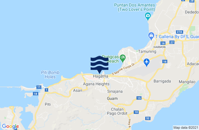 Mapa da tábua de marés em Agana Heights Municipality, Guam