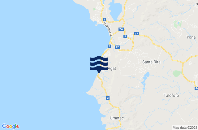 Mapa da tábua de marés em Agat Municipality, Guam