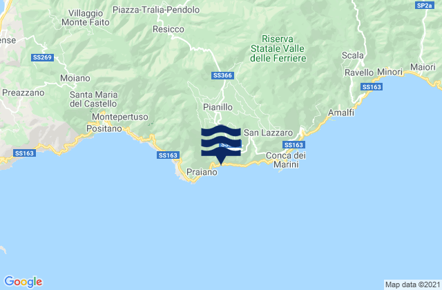 Mapa da tábua de marés em Agerola, Italy