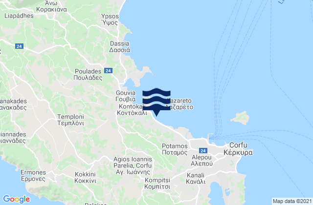 Mapa da tábua de marés em Agios Ioannis, Greece