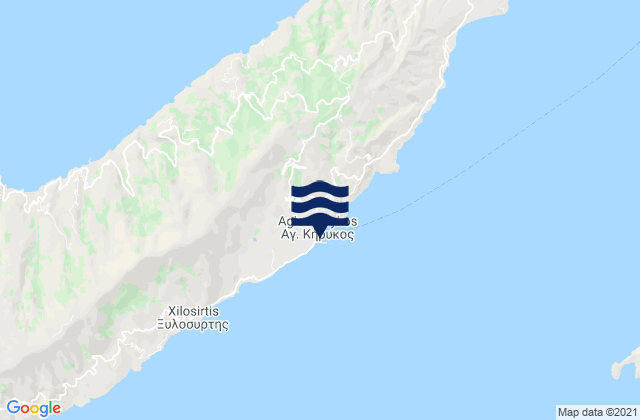 Mapa da tábua de marés em Agios Kirykos, Greece