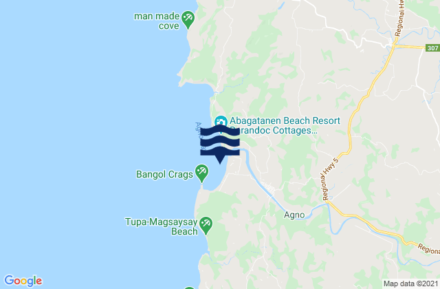 Mapa da tábua de marés em Agno, Philippines