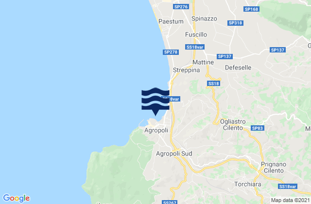 Mapa da tábua de marés em Agropoli, Italy