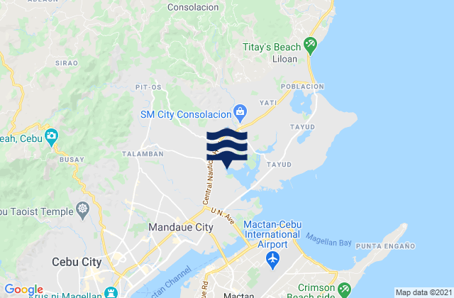 Mapa da tábua de marés em Agsungot, Philippines