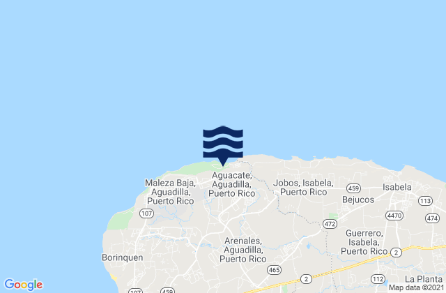 Mapa da tábua de marés em Aguacate Barrio, Puerto Rico