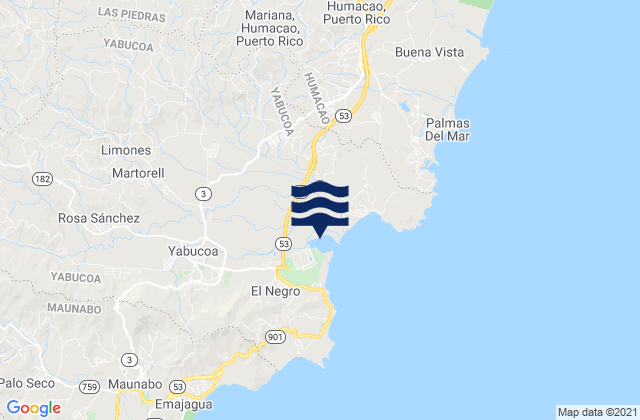 Mapa da tábua de marés em Aguacate Barrio, Puerto Rico