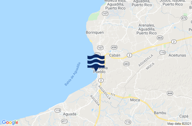 Mapa da tábua de marés em Aguadilla Barrio-Pueblo, Puerto Rico