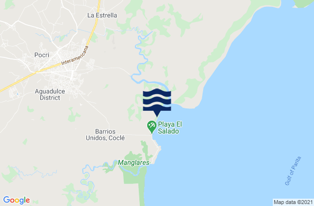 Mapa da tábua de marés em Aguadulce, Panama