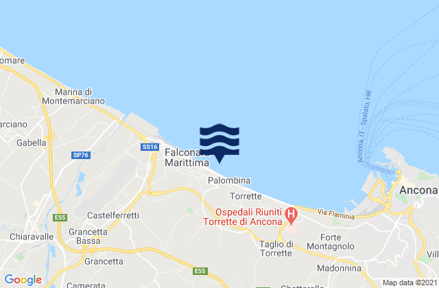 Mapa da tábua de marés em Agugliano, Italy
